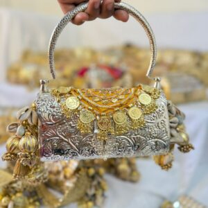 JENNY  Haldi yellow Batwa Bag - silver edition