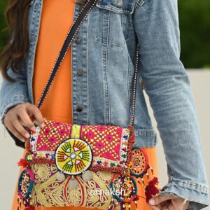 BANJARA SLING BAG PINK YELLOW