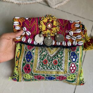 KAIRISSA BANJARA SLING BAG - DEEP PINK & GREEN