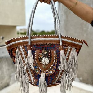 VIRAL FRINGE TOTE - BLUE-ORANGE
