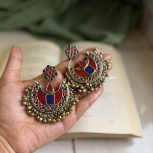 FERIHA AFGHAN CHANDBALI - RED BLUE