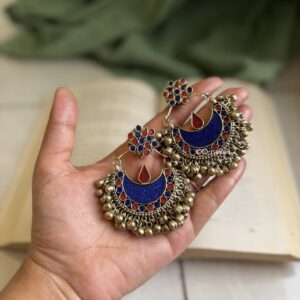 FERIHA AFGHAN CHANDBALI - BLUE RED
