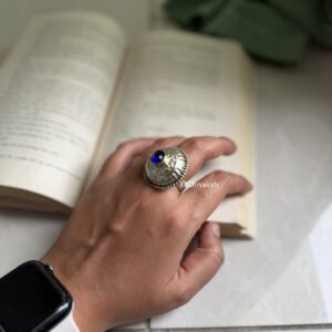 Aruna Afghan Ring Blue