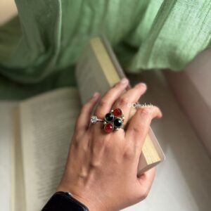 Rohini Afghan Ring Red Green