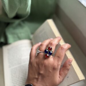 Rohini Afghan Ring Red Blue
